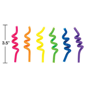Curly Neons Candles 6ct Party Decoration