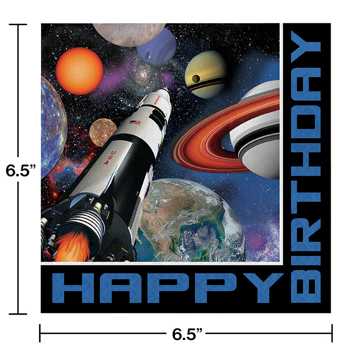 192ct Bulk Space Blast Happy Birthday Luncheon Napkins
