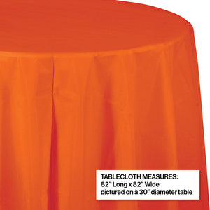 12ct Bulk Sunkissed Orange Round Plastic Table Covers