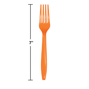 Sunkissed Orange Plastic Forks, 24 ct Party Decoration