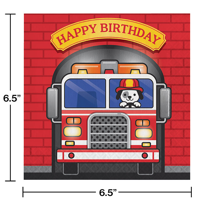 192ct Bulk Fire Truck Birthday Luncheon Napkins