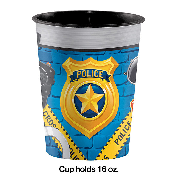 12ct Bulk Police Party 16 oz Plastic Keepsake Cups