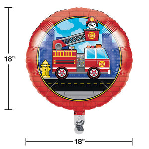 Flaming Fire Truck Metallic Balloon 18" Party Decoration
