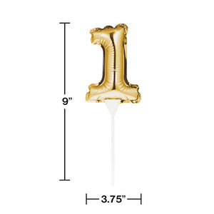 1 Gold Number Balloon Cake Topper Party Supplies