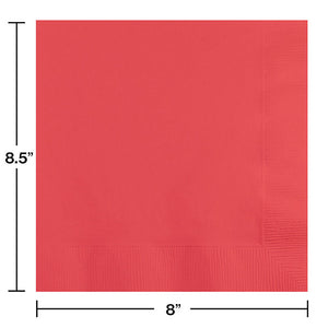 Coral Dinner Napkins 3Ply 1/4Fld, 25 ct Party Decoration