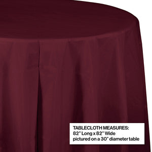 12ct Bulk Burgundy Round Plastic Table Covers