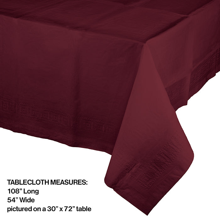 Bulk 6ct Burgundy Paper Table Covers 54 inch x 108 inch 