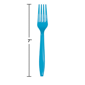 Turquoise Blue Plastic Forks, 24 ct Party Decoration