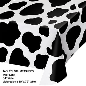 Cow Print Plastic Table Cover, 54" X 108" Party Decoration