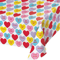 12ct Bulk Candy Hearts Valentine's Day Plastic Table Covers