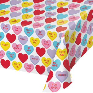 Candy Hearts Valentine's Day Plastic Table Cover by Creative Converting