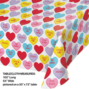 12ct Bulk Candy Hearts Valentine's Day Plastic Table Covers
