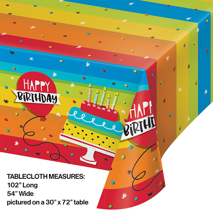 6ct Bulk Rainbow Cake Plastic Table Covers
