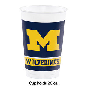 University Of Michigan 20 Oz Plastic Cups, 8 ct Party Decoration