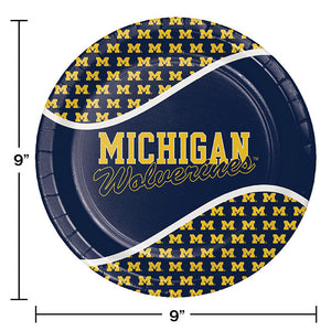 University Of Michigan Paper Plates, 8 ct Party Decoration