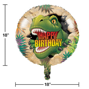 Dino Blast Metallic Balloon 18", Happy Bday Party Decoration