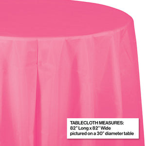 12ct Bulk Candy Pink Round Plastic Table Covers