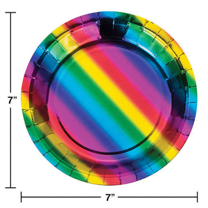 96ct Bulk Rainbow Foil Dessert Plates
