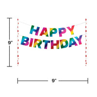 12ct Bulk Rainbow Foil Happy Birthday Cake Banners