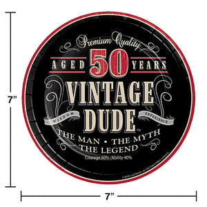 96ct Bulk Vintage Dude Dessert Plate "50"