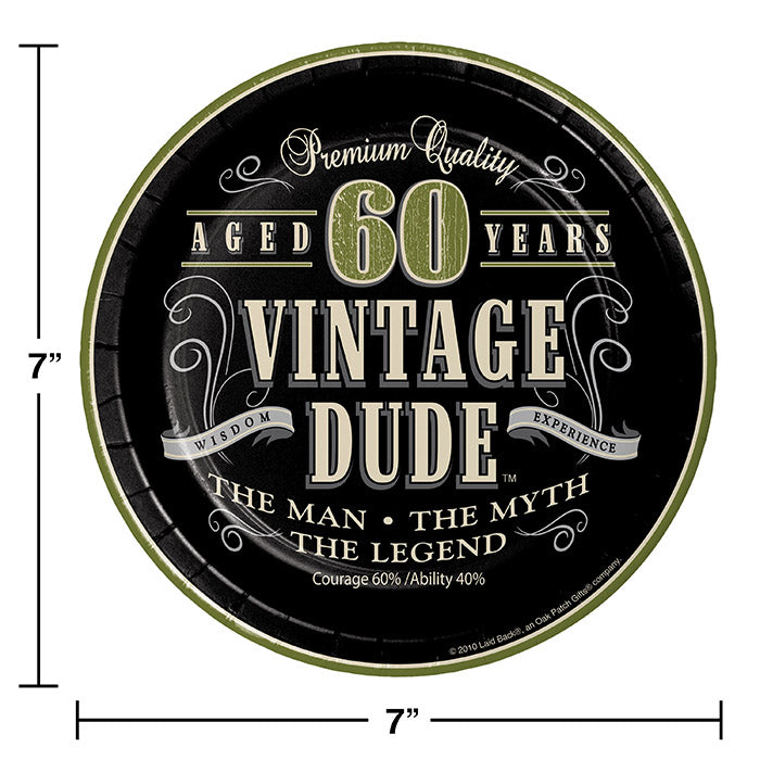 96ct Bulk Vintage Dude Dessert Plate "60"