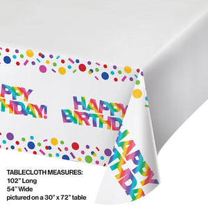 Rainbow Foil Plastic Tablecover Border Print, 54" X 102" Party Decoration