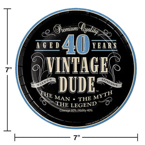 96ct Bulk Vintage Dude Dessert Plates "40"