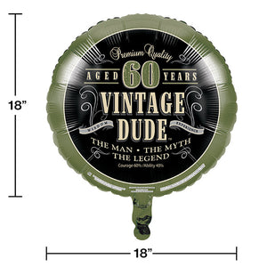 10ct Bulk Vintage Dude Mylar Balloon "60"