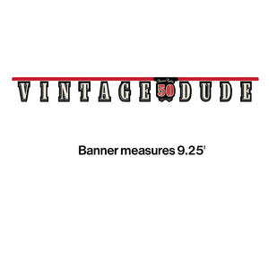 12ct Bulk Vintage Dude Party Banner "50"