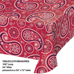 Red Paisley Plastic Table Cover, 54" X 108" Party Decoration