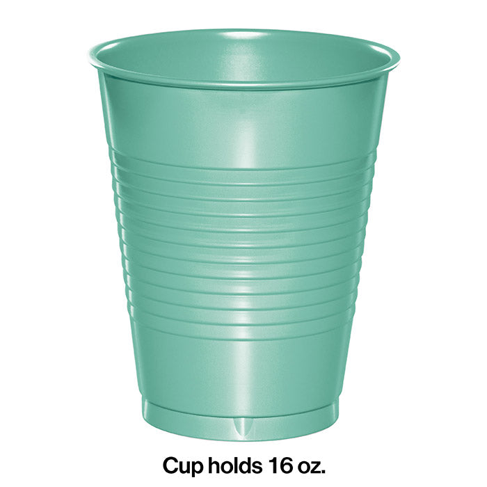 Fresh Mint Green 16 oz Plastic Cups (240/Case) - $53.64/case