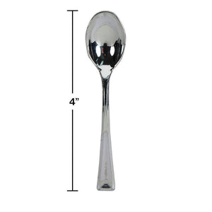 Metallic Silver Mini Spoons Boxed, 24 ct Party Decoration