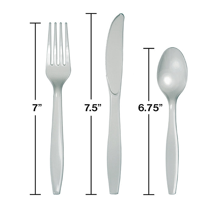 288ct Bulk Shimmering Silver Assorted Plastic Cutlery