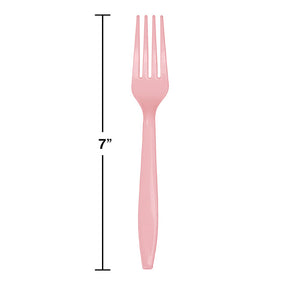 Classic Pink Plastic Forks, 50 ct Party Decoration