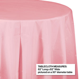 12ct Bulk Classic Pink Round Plastic Table Covers