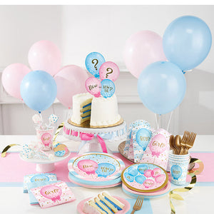 Gender Reveal Balloons Plastic Tablecover Border Print, 54" X 102" Party Supplies