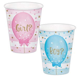 Gender Reveal Balloons Hot/Cold Paper Cups 9 Oz., 8 ct by Creative Converting