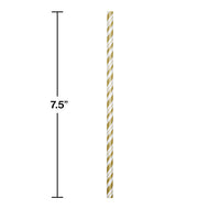 144ct Bulk Gold and White Striped Flex Paper Straws