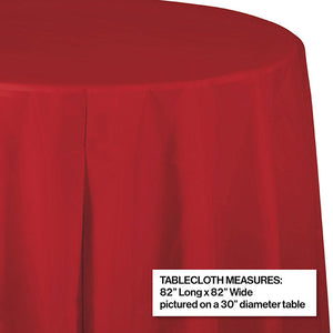 12ct Bulk Classic Red Round Plastic Table Covers
