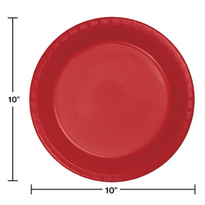 Classic Red Plastic Banquet Plates, 20 ct Party Decoration