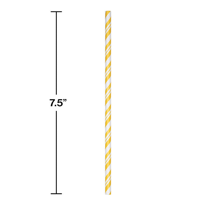 144ct Bulk School Bus Yellow and White Striped Flex Paper Straws
