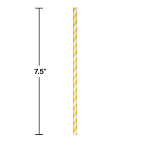 School Bus Yellow Striped Paper Straws, 24 ct Party Decoration