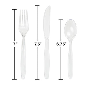 Clear Assorted Plastic Cutlery, 24 ct Party Decoration