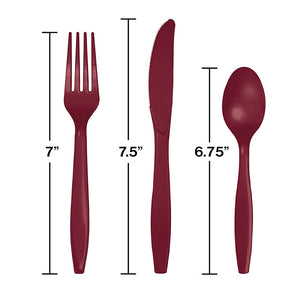 288ct Bulk Burgundy Assorted Plastic Cutlery