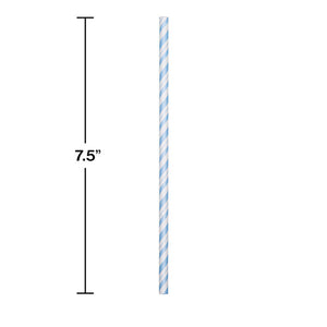 144ct Bulk Pastel Blue and White Striped Flex Paper Straws