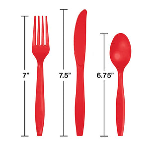 Classic Red Assorted Plastic Cutlery, 24 ct Party Decoration