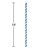 144ct Bulk Cobalt Blue and White Striped Flex Paper Straws
