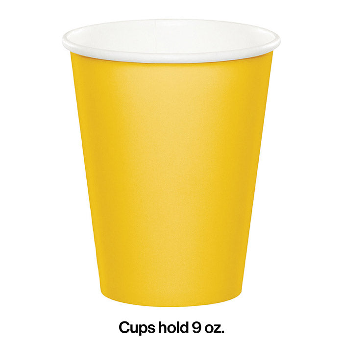 96ct Bulk Value Friendly School Bus Yellow 9 oz Hot & Cold Cups