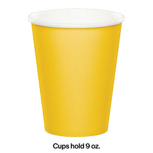 School Bus Yellow Hot/Cold Paper Paper Cups 9 Oz., 8 ct Party Decoration