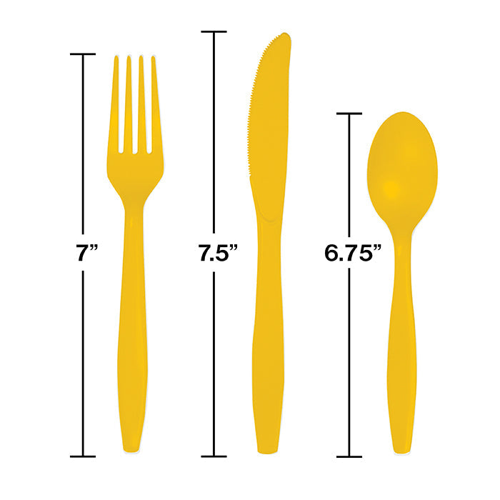 Bulk 216ct School Bus Yellow Value Friendly Assorted Plastic Cutlery 